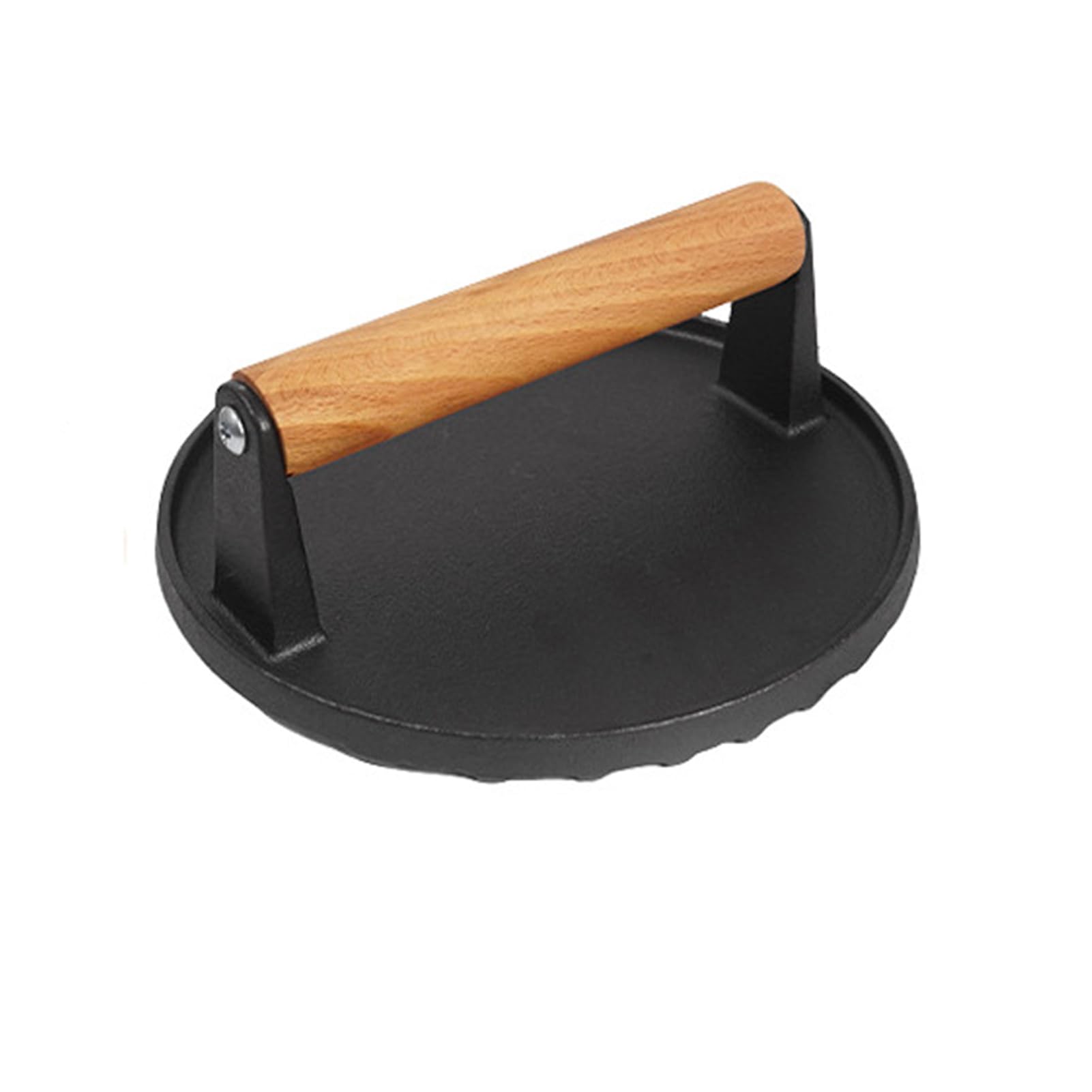 Prensa para Hamburguesas de Acero Inoxidable, Prensa de Filete de Alta Resistencia con Mango de Madera, Prensa de Carne Cuadrada de Silicona, Adecuada para Tocino,B