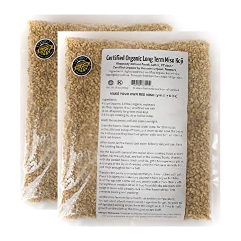 RHAPSODY ORGANIC KOJI - Made in Vermont, USA - Red Miso Koji/SHIO KOJI, 2-pack (2 x 16 oz) Cover