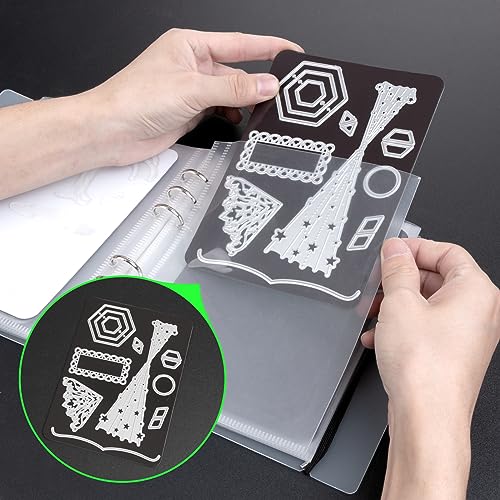 Image of UNIMEIX 12 Pcs Magnetic Sheets for Die Storage with 1 Binder Cover, Stamp and Die Storage Pockets Die Cut Storage for Card Making Supplies(0.8 mm Thickness,Translucent