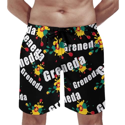 Flag of Grenada Men's Swim Trunks Board Shorts Beachshorts Swimsuits with Pockets Mesh Liner