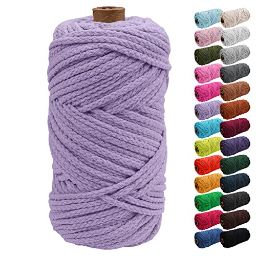 Uiopa Macrame Cord 5mm x 90m, Thick Macrame Rope 8-Strand Braided Cotton Rope