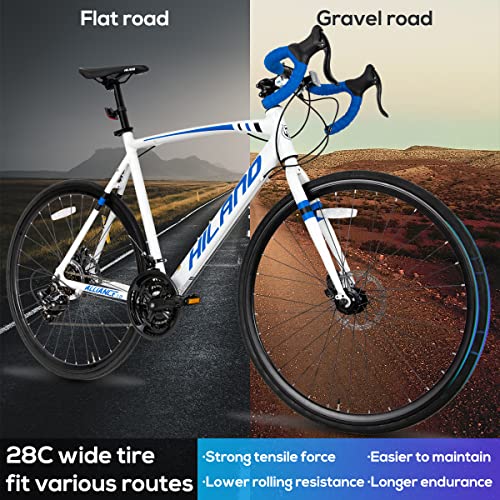 Hiland Aluminum Road Bike, All Shimano Drivetrain 21 Speeds Racing Bike, 700C Wheels For Men, Mens Road Bicycle #TOP5