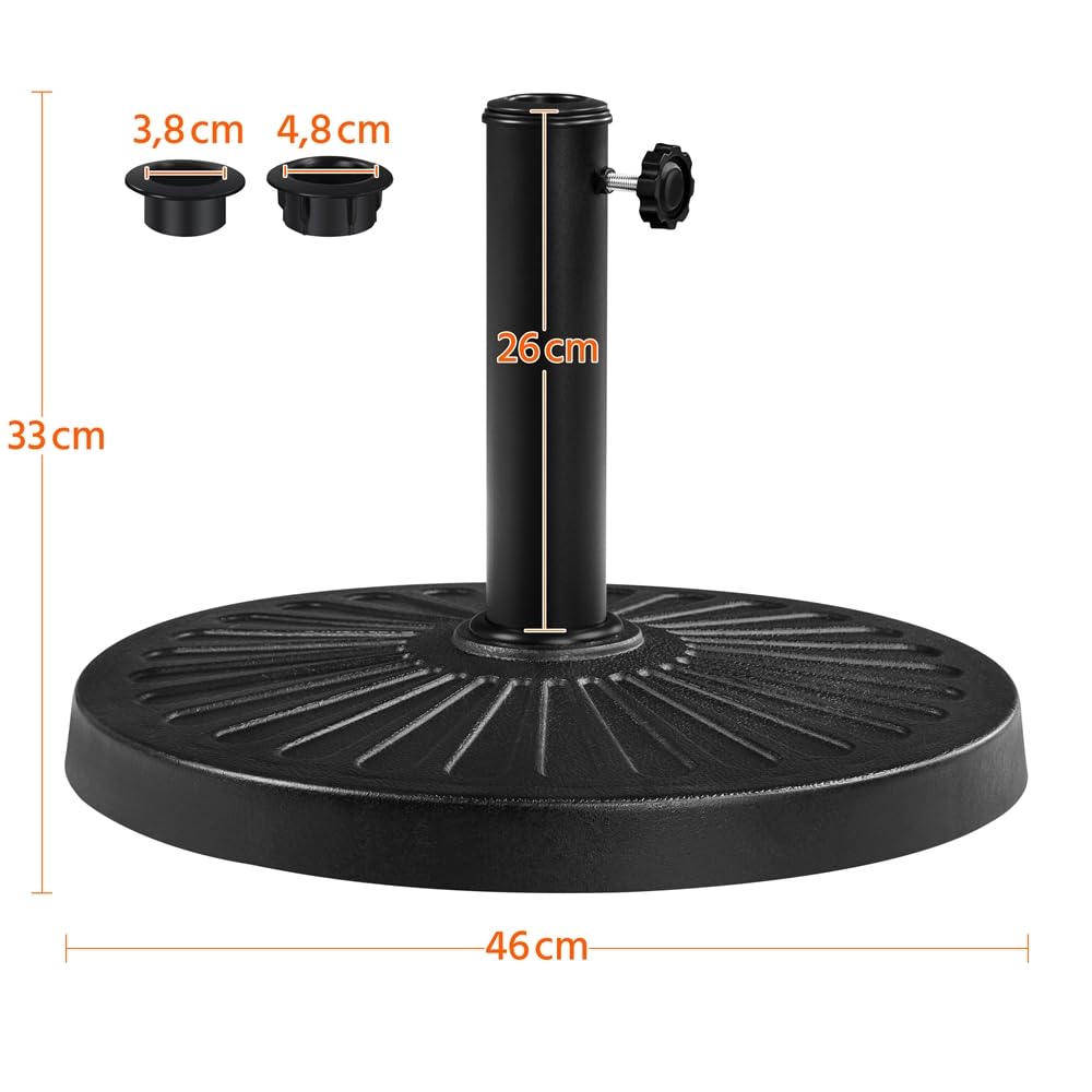 Yaheetech Pied de Parasol 12 kg Lestage pour Parasols en Résine et Fer pour Terrasse, Piscine, Patio, Jardin, Restaurant Bronze Φ46×33 cm