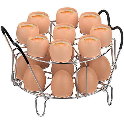 GSlife Stainless Steel Egg Steamer Rack with Heat Resistant Silicone Handles Instant Pot
