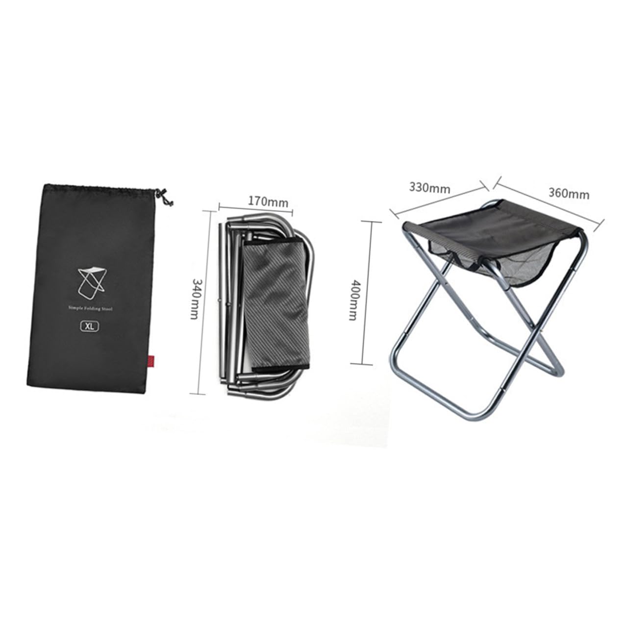 Sgabello Pieghevole Blu da Campeggio in Lega di Alluminio Resistente e Leggero, Seduta Portatile per e Patio, per Grandi
