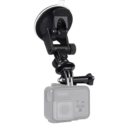 ZODUCT 360 Universal Suction Cup Car Action Camera Mount Holder with Tripod Screw for Vlogging, YouTube, Phone Mount, and Camera Light for gopro Hero 13 12 11/10/9/8 Black DJI Osmo Strong Suction