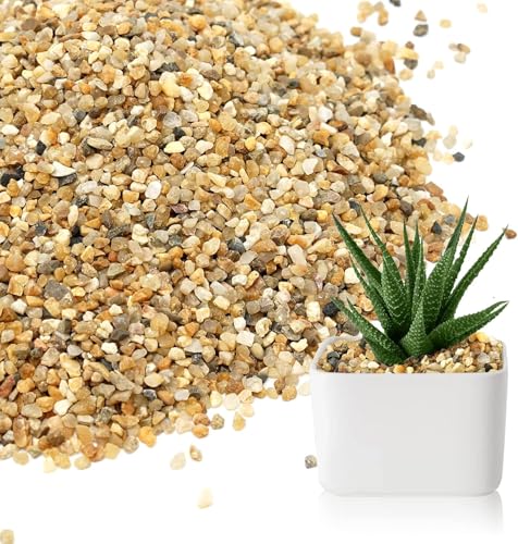 WALMOH Natural Sand Stone Pebbles Decorative Gravel for Succulents and Cactus 3-6mm Stones for Terrarium Bonsai Fairy Garden Plant Top Dressing 1KG