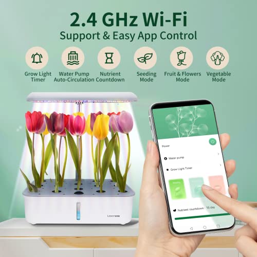 Hydroponics Growing System Indoor Garden, Indoor Gardening System with 14 Pods, WiFi Indoor Herb Garden, Herb Garden Kit Indoor with Grow Light, Adjustable Height Up to 20", Auto Pump, 5L Water Tank - Image 5