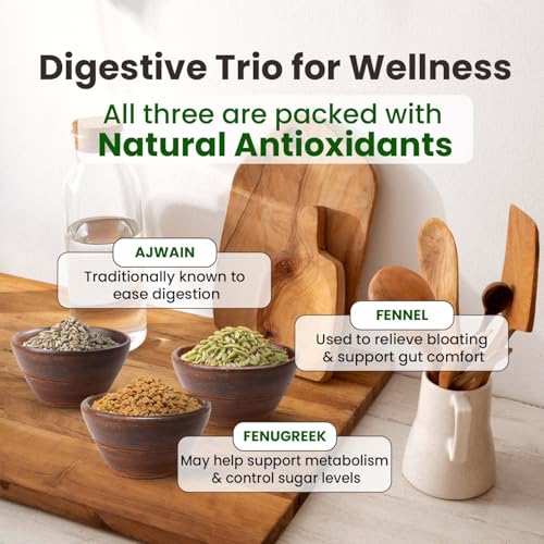 Image of Pure Tree Certified Organic Ajwain, Methi, Saunf | 75 g Each | Carom, Fenugreek & Fennel Seeds | Spices Whole Vaamu, Methi dana, Variyali Combo Pack
