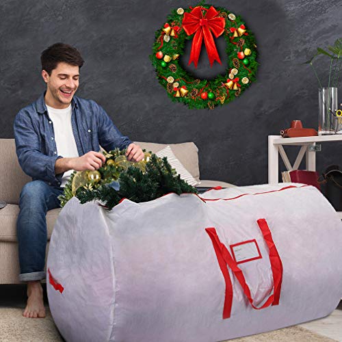 Propik Christmas Tree Storage Bag | Fits Up To 7' Tall Disassembled Holiday Tree | 52” X 30” X 30” Artificial Tree Container With Handles | Storage Case Box With Sleek Zipper (White) #TOP6