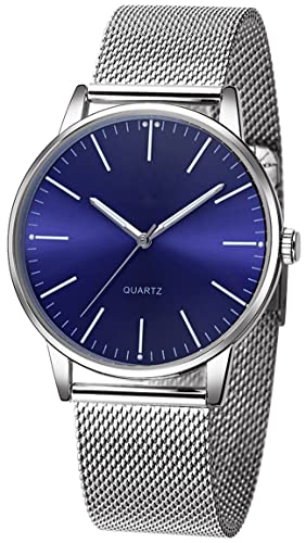Men's Watch Ultra-Thin Minimalist Stainless Steel Mesh Strap Fashion Casual Waterproof Wrist Watch...