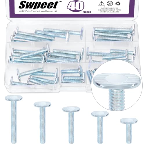 Swpeet 40Pcs 5 Sizes 1/4-20 x 1/1-1/4“ / 1-1/2