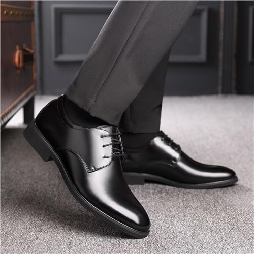 Men Oxford Dress Shoes Leather Brogue Classic Pointed Toe Lace Up Business Formal Wedding Comfortable Stylish Genuine Leather Non Slip Low Top Tuxedo2