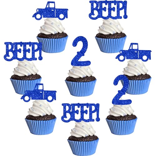 Camion bleu accessoires cupcake 2 ans fournitures anniversaire ferme