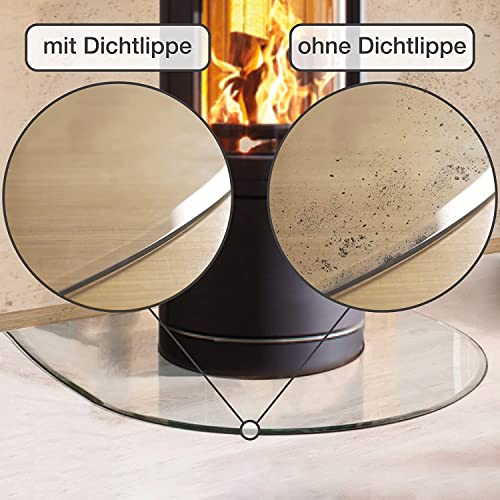 Silikondichtlippe Glasbodenplatte, Ofendichtschnur, Kamindichtung, beidseitige Dichtlippe selbstklebend für Glasbodenplatten, Kamine, Herdplatten, Bodenplatte, Brandschutzplatte