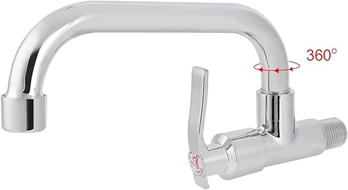 Miniatura 3 de AUNMAS Grifo de cocina de montaje en pared, grifo de agua fría G1/2 pulgadas, color plateado, grifo de lavabo de lavado individual, lavabo