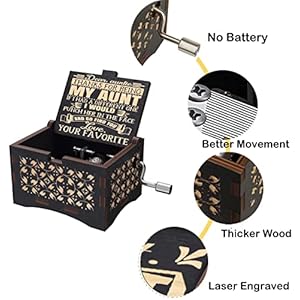 Aunt/Auntie Gifts from Niece/Nephew, Personalize Engraved Music Box, for Christmas/Birthday//Mothers Day AuntAuntie Gifts from NieceNephew Personalize Engraved Music Box for ChristmasBirthdayMothers Day