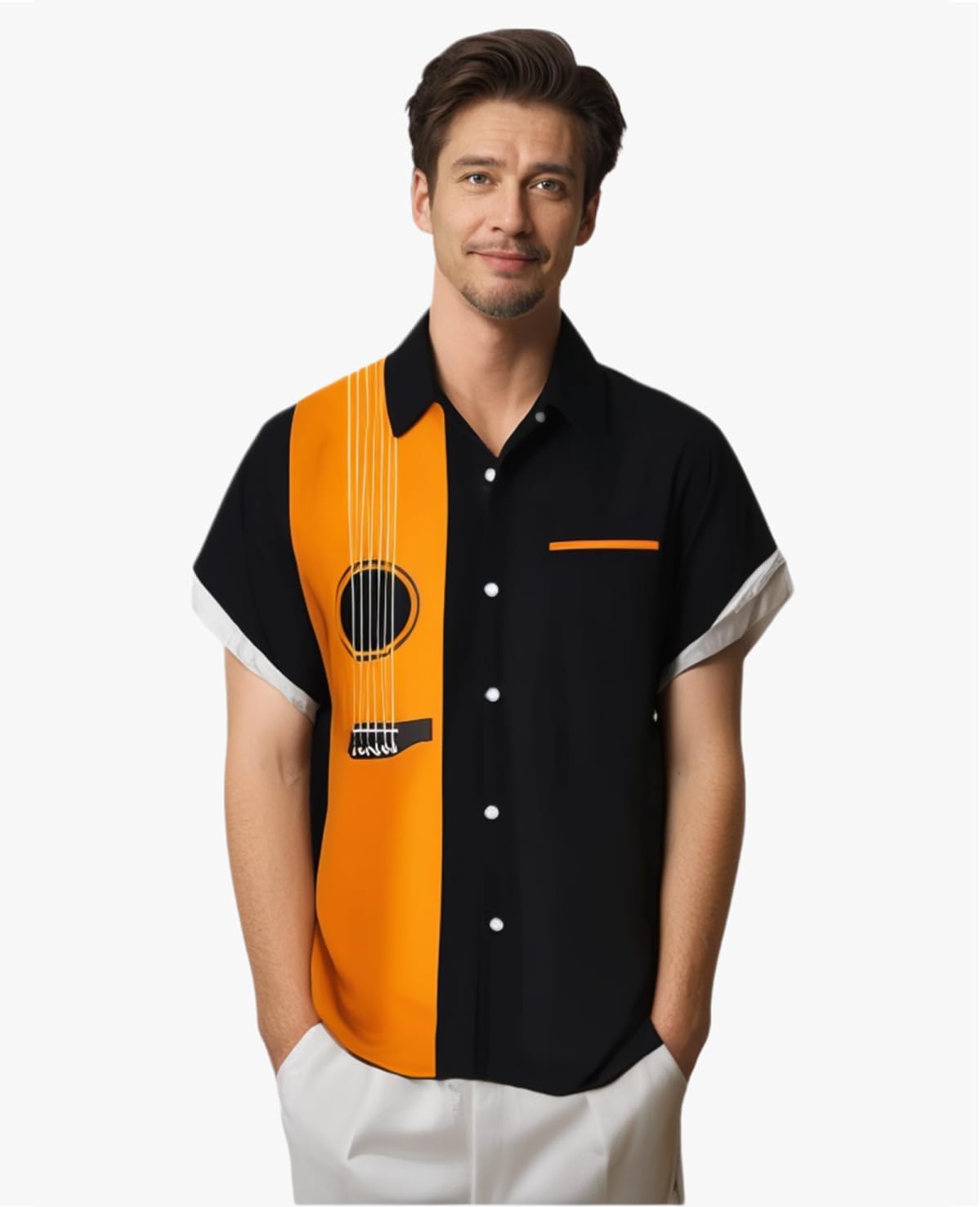 Bowling Shirts for Men Print Short Sleeve Regular Fit Hawaiian Casual Button Down Beach Shirts - Image 6