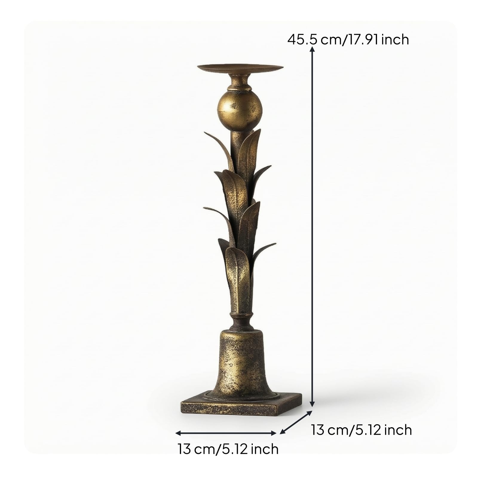 Baoblaze Candelabro Portacandela Candelieri Portapilastri Supporto Candele Dal Look in Ferro Stelo Sottile con Sfera E Piatto Superiore Stile Rustico, A3080
