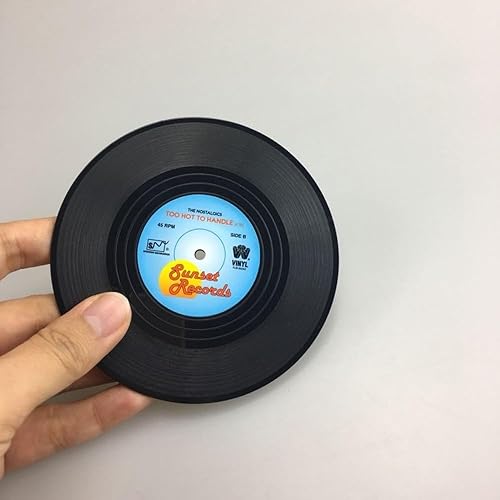 Miniatura 4 de Posavasos retro negro para bebidas con CD y discos resistentes al calor, antideslizantes, accesorios de oficina en casa, regalos (1 unidad, al azar)
