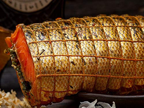 GreetFish Netzlachs, Lachs über Buchenrauch geräuchert, mariniert mit Knoblauch, Bärlauch und Gewürzen, 300g