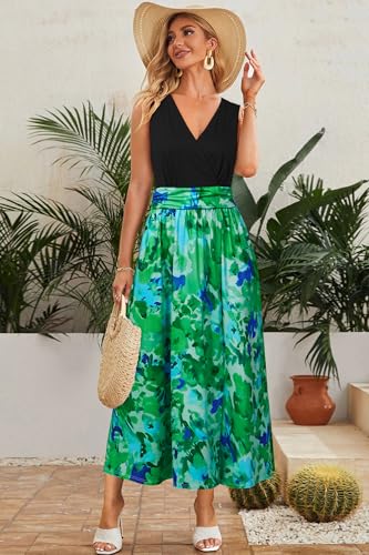 Image of Newshows Women's 2026 Lightweight Summer Wedding Guest Beach Vacation Casual V Neck Split Flowy Maxi Dress