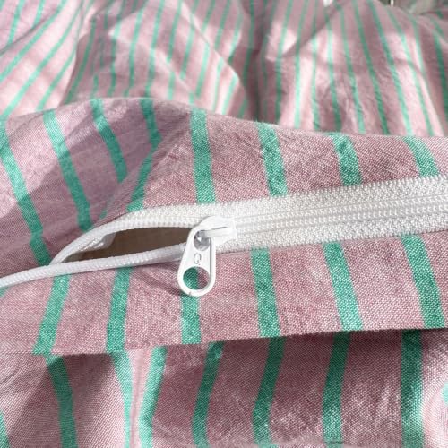 Image of Striped Duvet Cover Set Washed Cotton,King(104 inchx90 inch),Pinstripes Lavender