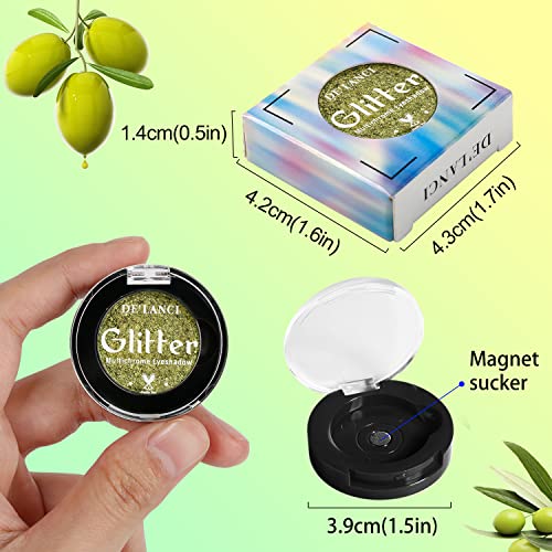 De'lanci Duochrome Eyeshadow, Highly Pigmented Multichrome Eyeshadow Metallic Shade Eye Makeup,Long Last Sweat Proof Shimmer Eyeshadow Palette For Brown Eyes,Travel Size Minerals Eye Shadow Green Gold #TOP5