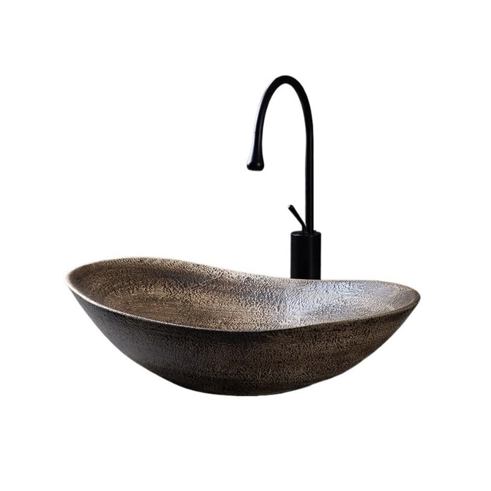 Z4t8m2k6g5 One Color Countertop Bathroom Vessel Retro Ceramic Art Above Counter Basin Outdoor Courtyard Home Bathroom Sink Wash Cloakroom Sink