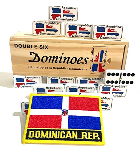 Double Six Dominican Republic Flag Engraved Dominoes miniatura 5