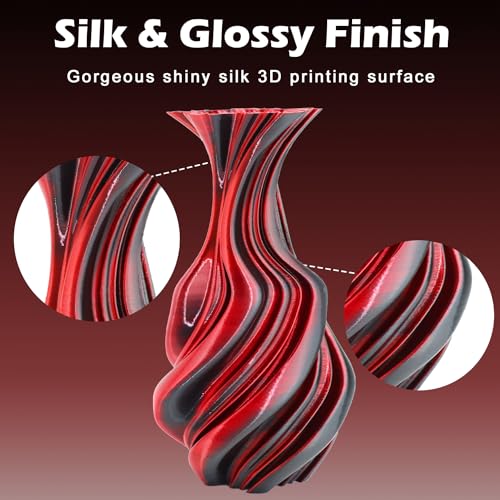 Image of Goto Guard Silk PLA 3D Printer Filament, Dual Color Filament Black-Red 3D Printing Filament, Coextrusion Color Change PLA Filament 1.75mm + /-0.02, 1KG /2.2lb
