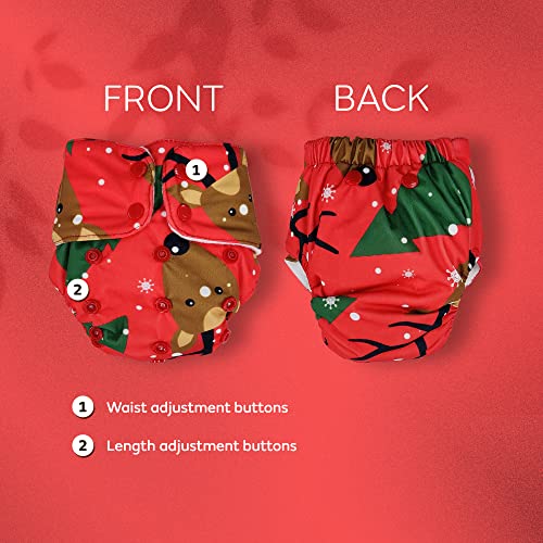 Image of Mylo Leak Proof Baby Cloth Diaper Combo (3 Diaper & 3 Inserts) for 3 Months to 3 Years Babies | Oeko Tex Certified Washable & Reusable Baby Cloth Diaper | Free Size-Cherry Blossom,Celebration&Pet Love