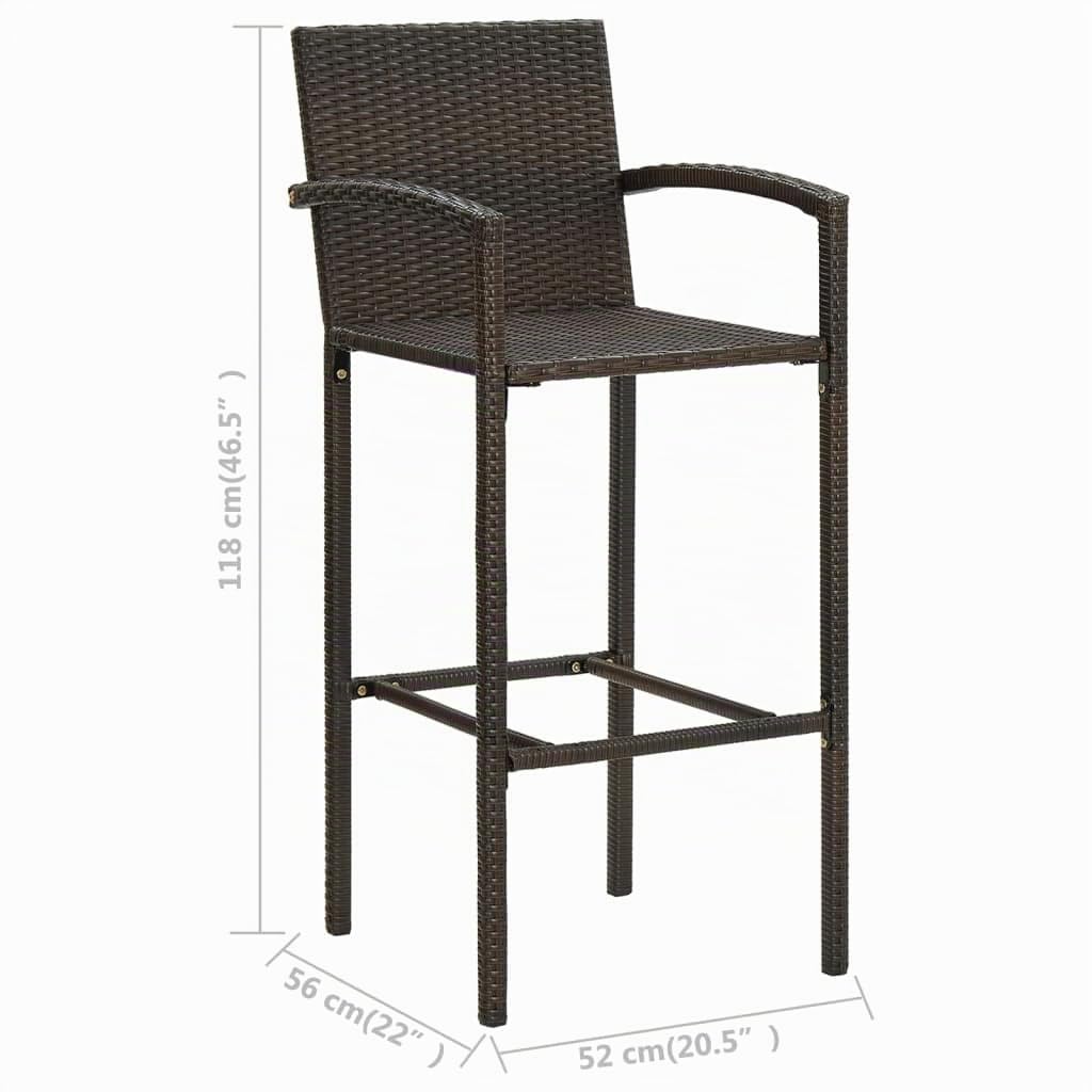 vidaXL Jeu de Bar de Jardin 5 pcs avec Accoudoirs Salon de Jardin Table et Tabourets de Bistrot Terrasse Patio Extérieur Résine Tressée Marron