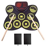Electronic Drum Set - BELOS Bluetooth Electric Midi Drum Set Kit for Kids Beginner Portable Roll Up Drum Practice Pads - Musical Instruments With Built-In Speaker,Drum Pedals Drum Sticks Rockpals