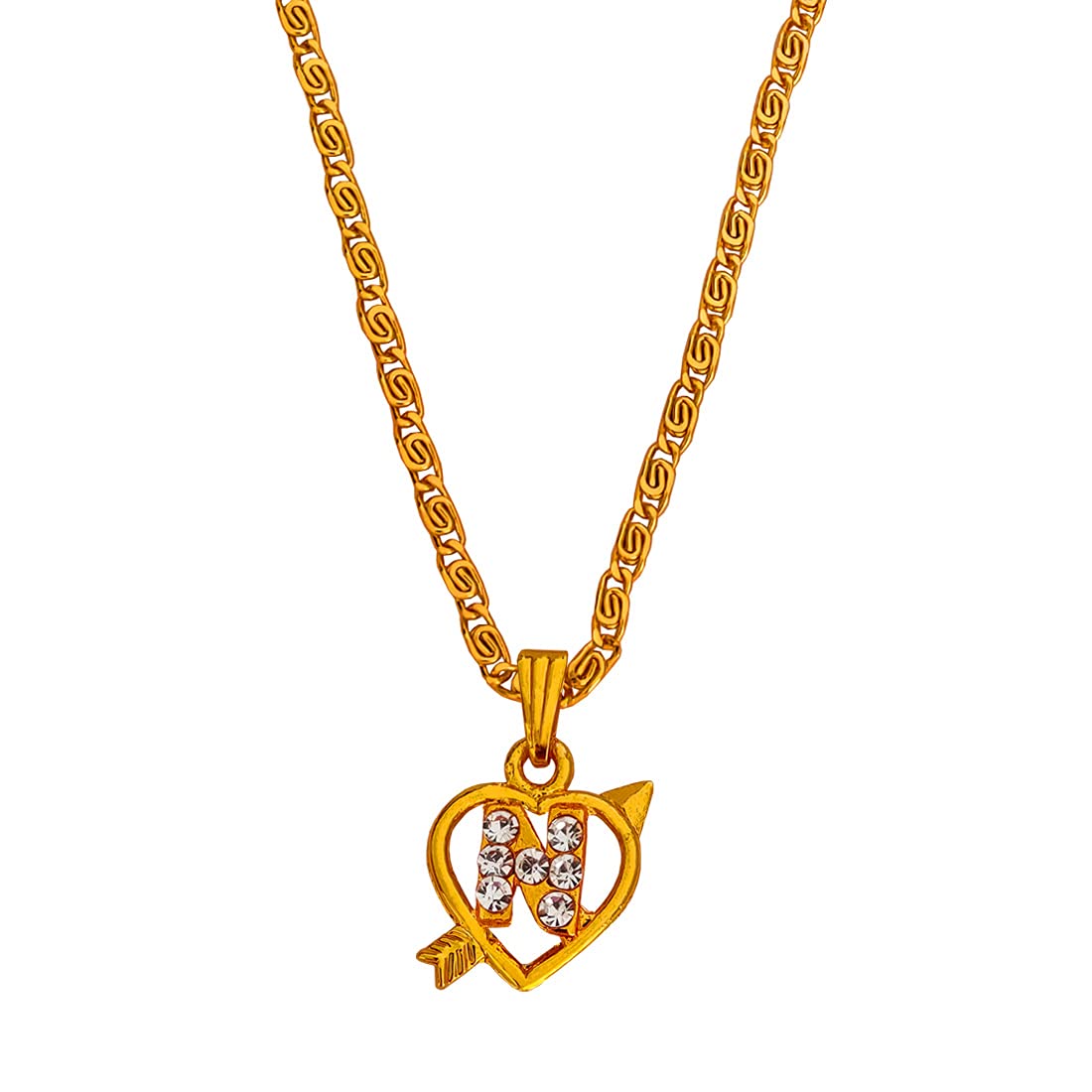 Alphabet Initial Letter Heart Arrow N Locket Gift for Lover Girlfriend Pendant Necklace for Women and Girl-image-16