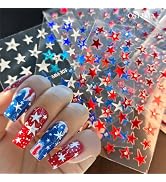 Independence Day Nail Stickers for Nail Art, Shiny Star Nail Decals Rhinestones 5D Self-Adhesive ...