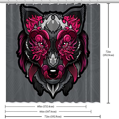 Rideau de douche loup gris avec crochets pour décoration de salle de bain enfants - 7