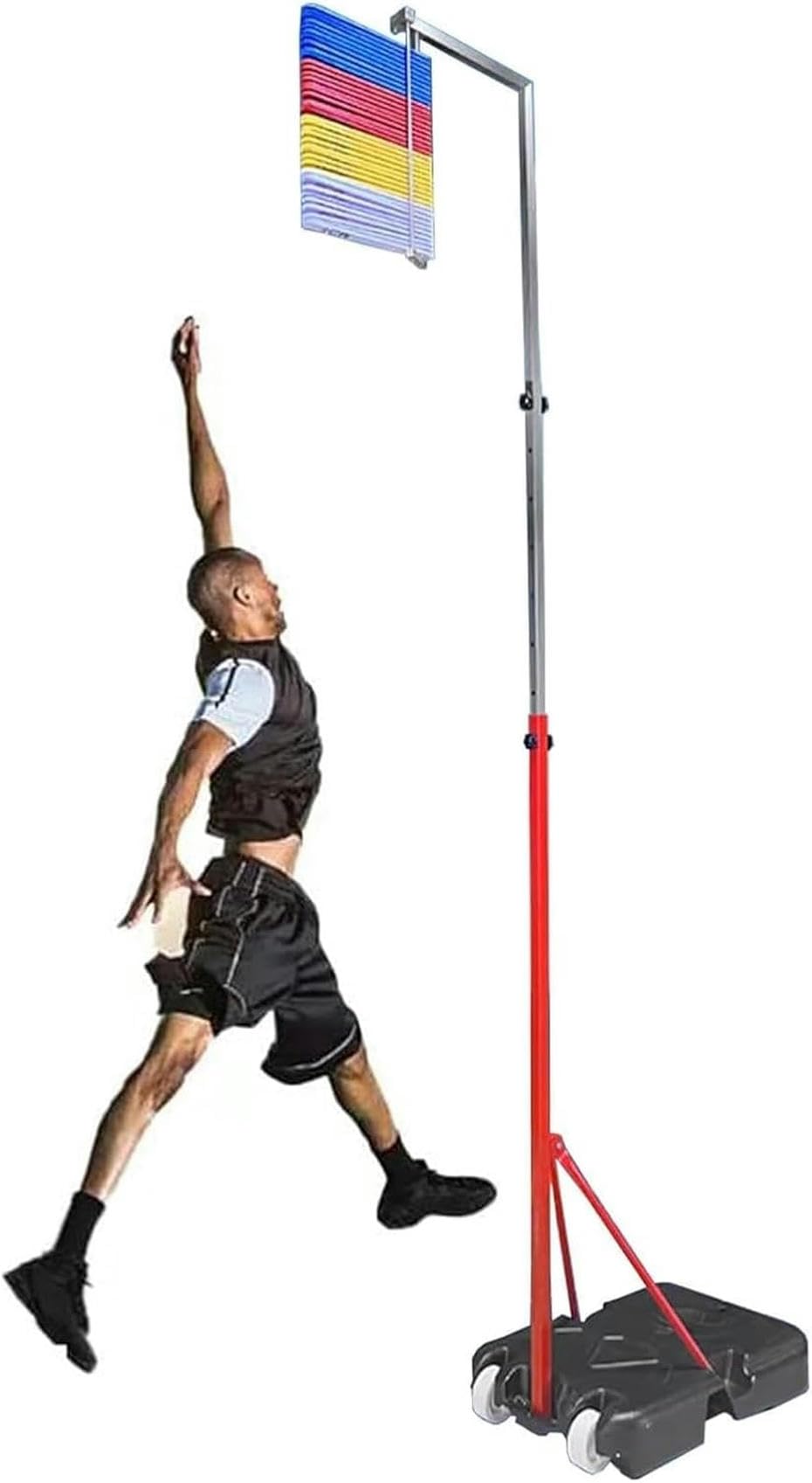 Entraînement de saut en hauteur sur le terrain de basketball
