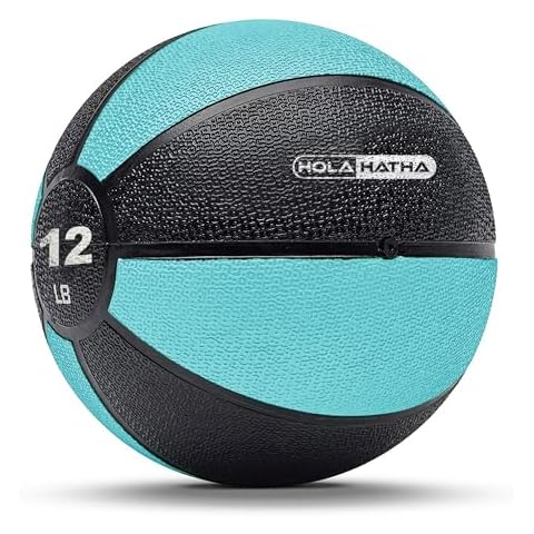 HolaHatha 12 Pound Medicine Exercise Ball for Rehabilitation or Working Out, Versatile Use for Upper, Lower, and Full Body Workouts, Multicolor Cover