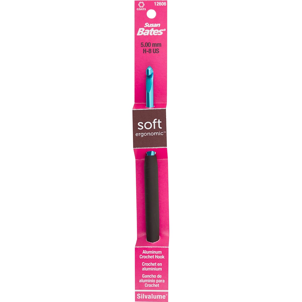 Susan Bates Silvalume Soft Handle Aluminum Crochet Hook 5.5"-Size H8/5Mm
