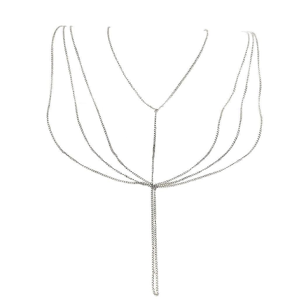 KLXSIVU Beach Body Chain Tassel Chest For Women