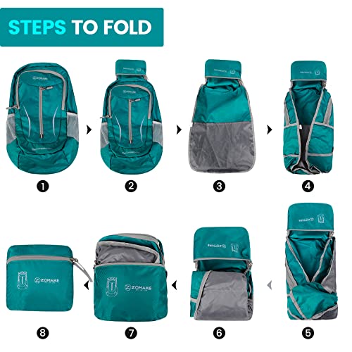 Image of ZOMAKE Ultra Lightweight Packable Backpack 25L, Foldable Hiking Backpacks Water Resistant Small Folding Daypack for Travel(Lake Green)
