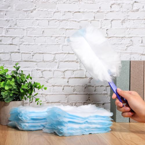 Image of GLEAVI Disposable Electrostatic Duster with 30 Replacement Refills and Ergonomic Handle Compact Cleaning Brush for Furniture Windows Sofas Car Interiors