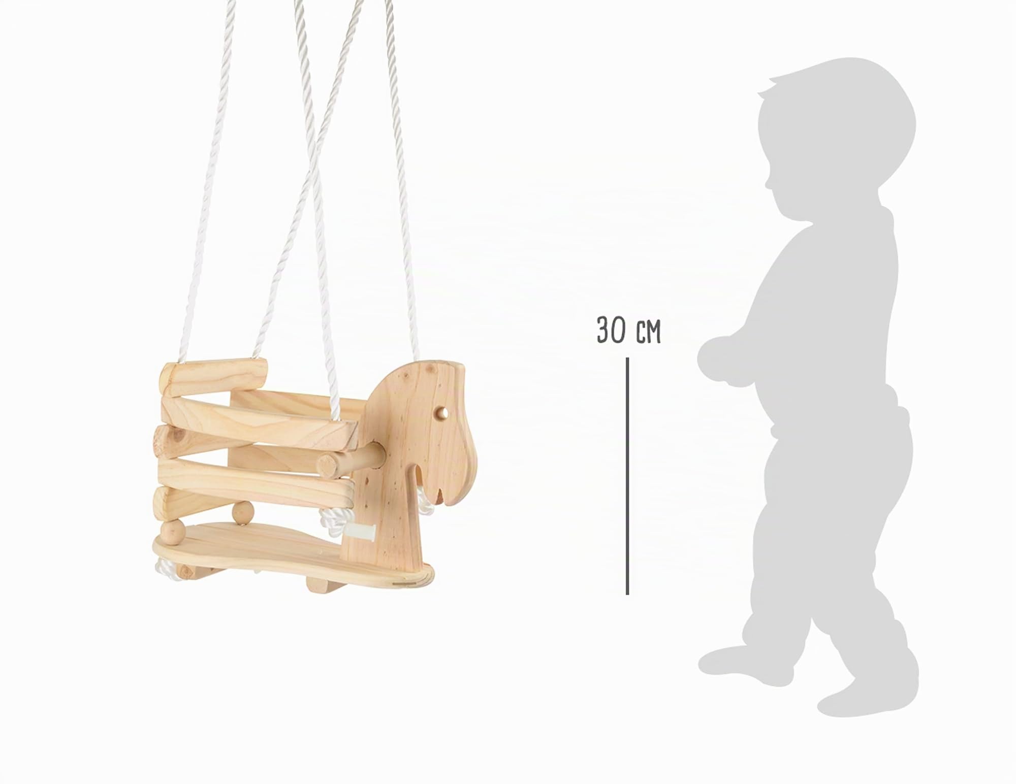 7190 Altalena per bambini in legno Pony small foot, stabile e sicuro grazie al bordo rialzato, da 1,5 anni di età