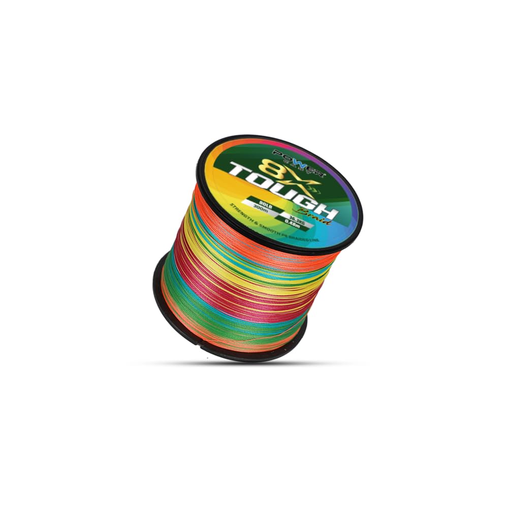 Power Cast 8X Tough PE Braided Fishing Line, Multicolour, High Tensile Strength, Smooth Surface, Abrasion Resistant (Multicolour, 300m, 80, Pounds) โ image 1