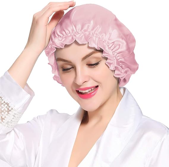 Amazon Lilysilk リリーシルク ナイトキャップ シルク ピンク 全周ゴム リボンなし 19匁天然シルク100 枝毛防止 睡眠改善 保湿 ロングヘア対応 お休みキャップ 就寝用帽子 産後用 妊婦キャップ パジャマ ルームウェア 通販