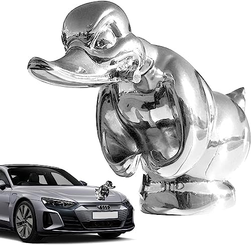 Angry Duck Hood Ornament,Deathproof Duck on The Hood of The Car Decorations,3D Duck Hood Decoration, Chrome Metal Hood Decoration, Suitable for Car Cabinet Bar Table (Silver)