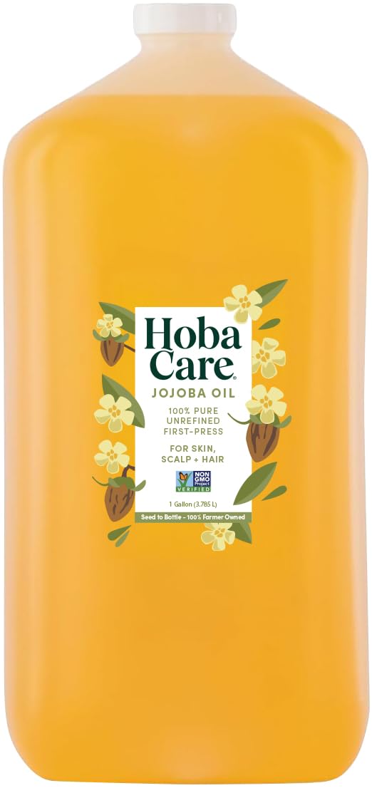 HobaCare The Original Jojoba Company - Cold-Press - First-Press - Jojoba 128 OZ (Gallon) – Pure Jojoba for Face, Skin, and Hair – 100% Golden Essential Jojoba