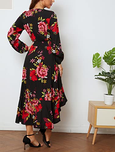 Image of Kormei Womens Short Sleeve Floral Maxi Dress High Low V-Neck Flowy Party Long Dresses