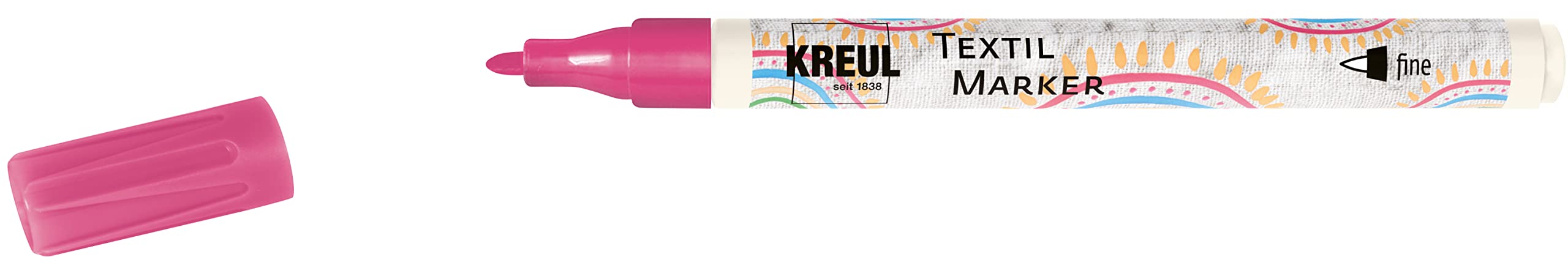 KREUL 90663 Textile Marker Fine, Pink, Line Width Approx. 1 to 2 mm, Fabric Paint Pen for Light Fabrics and Textiles, Washable After Fixing